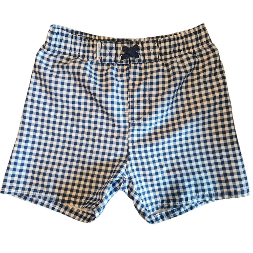 RuggedButts Gingham Swim Trunks Boys 4T Preppy Nautical UPF 50+ Shorts Navy